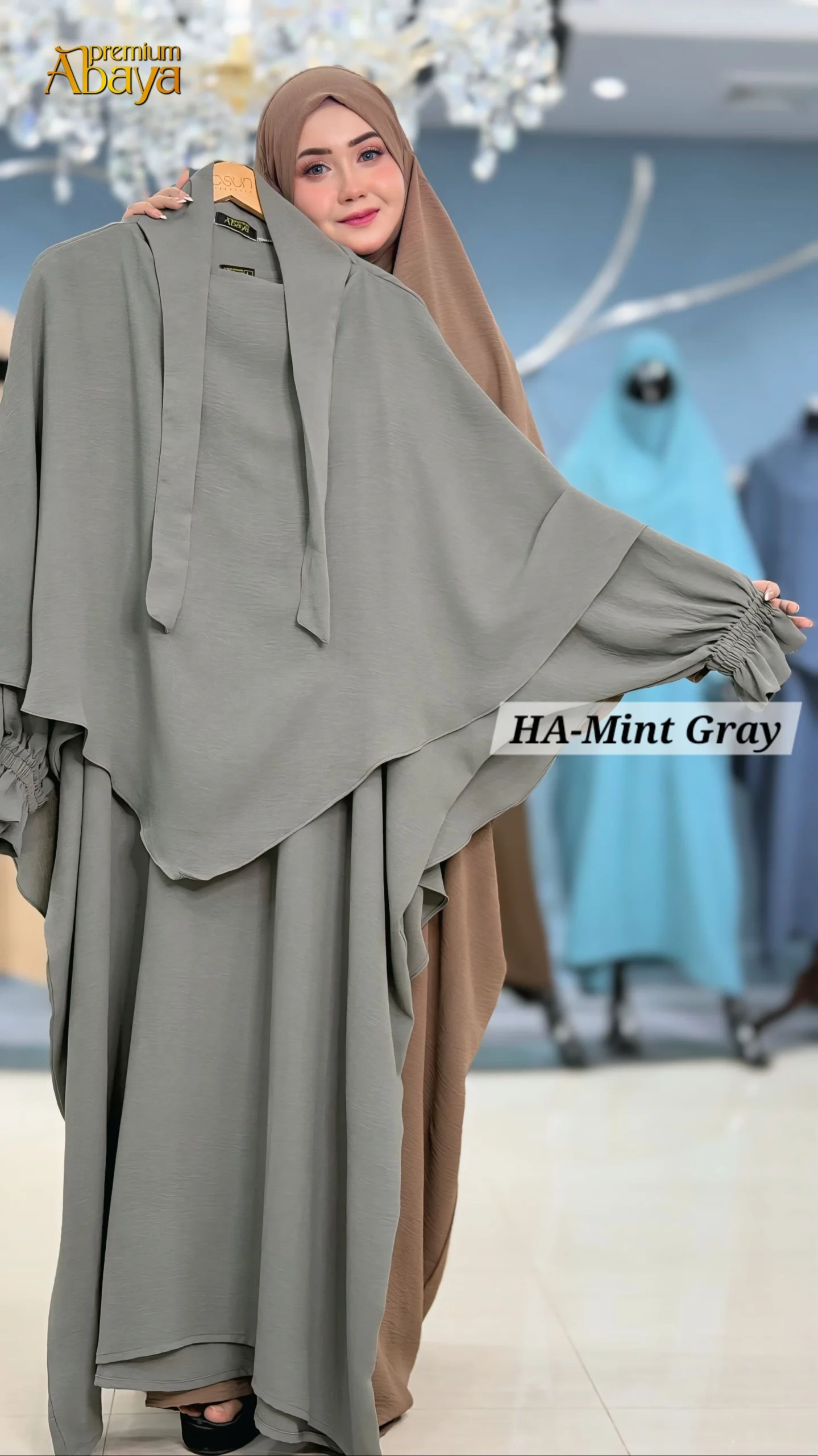 HOOR ABAYA 4.0 MINT GRAY Hoor Abaya Premium Cotton Abaya for Women